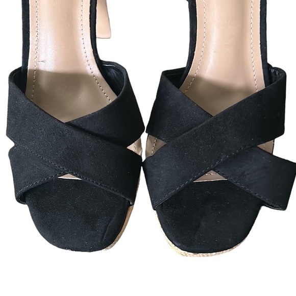 NEW JustFab Tina Crossover Black Raffia Faux Suede Chunky Platform Sandals - 8 - Picture 10 of 16